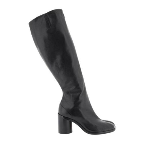 Tabi Leren Laarzen Maison Margiela , Black , Dames