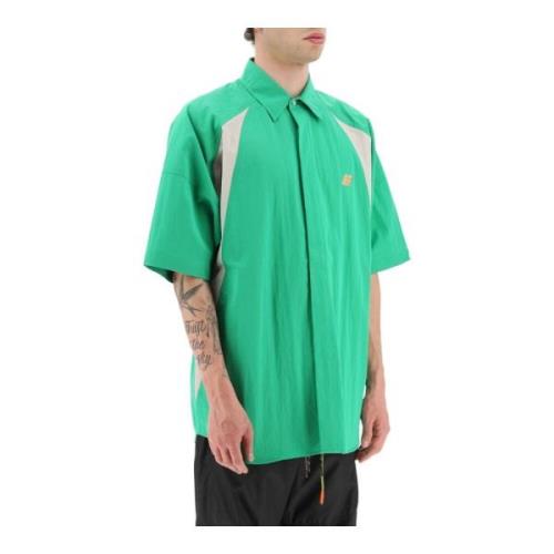 Tweekleurige Oversized Shirt met Logo Patches Ambush , Green , Heren