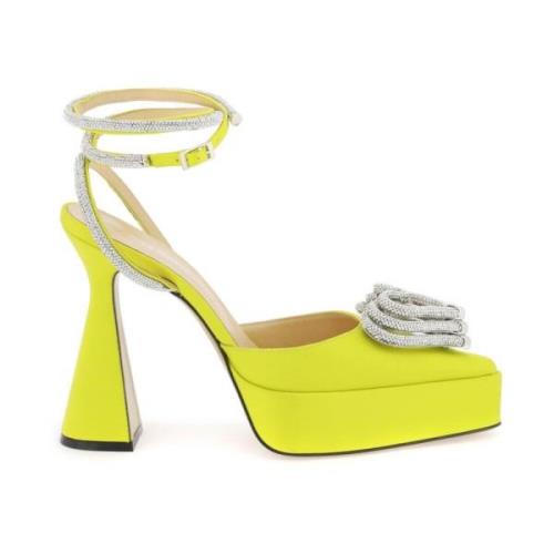 Satijnen pumps met kristallen Mach & Mach , Yellow , Dames