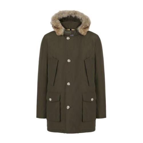 Groene Hooded Woolrich Jas Woolrich , Green , Heren