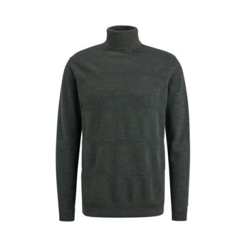 Heather Plated Roll Neck Katoenen Coltrui Cast Iron , Green , Heren