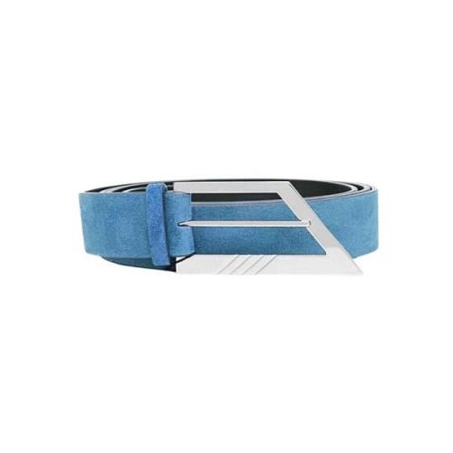 Blauwe Leren Riem met Puntige Tip The Attico , Blue , Dames