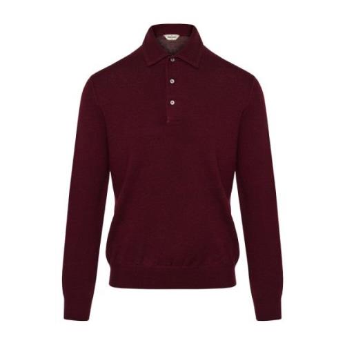 Italiaanse Wol Polo Shirt Gran Sasso , Red , Heren