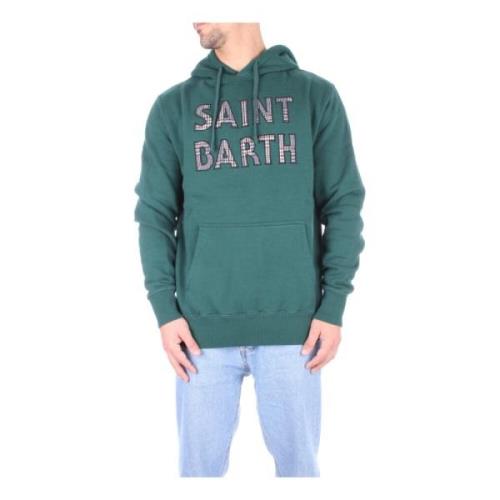 Groene trui met capuchon en voorlogo Saint Barth , Green , Heren