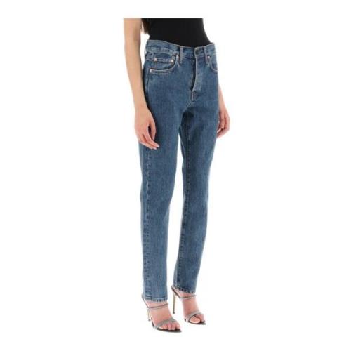 Slimme Jeans met Acid Wash Wardrobe.nyc , Blue , Dames