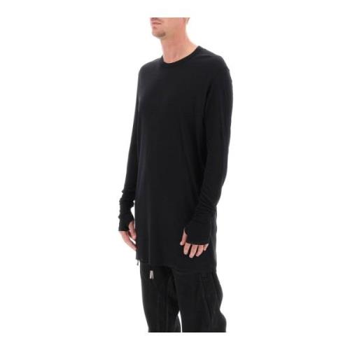 Langemouw katoenen rib T-shirt met duimgaten Boris Bidjan Saberi , Bla...