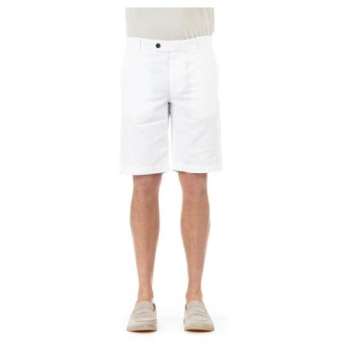 Witte Bermuda Shorts van katoen-linnen Eleventy , White , Heren