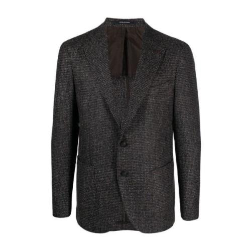 Italiaanse Wolblend Heren Blazer Tagliatore , Brown , Heren