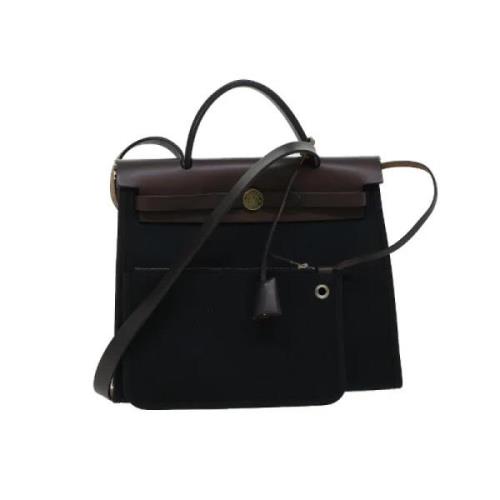 Pre-owned Canvas handbags Hermès Vintage , Black , Dames