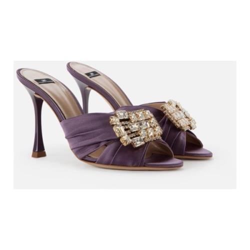 Versierde Satijnen Sandaal Elisabetta Franchi , Purple , Dames