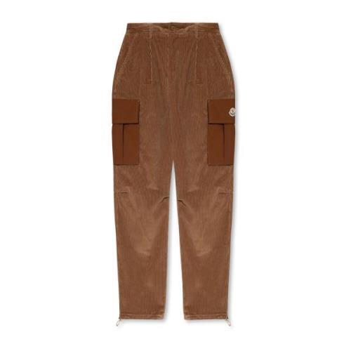 Corduroy cargobroek Moncler , Brown , Heren