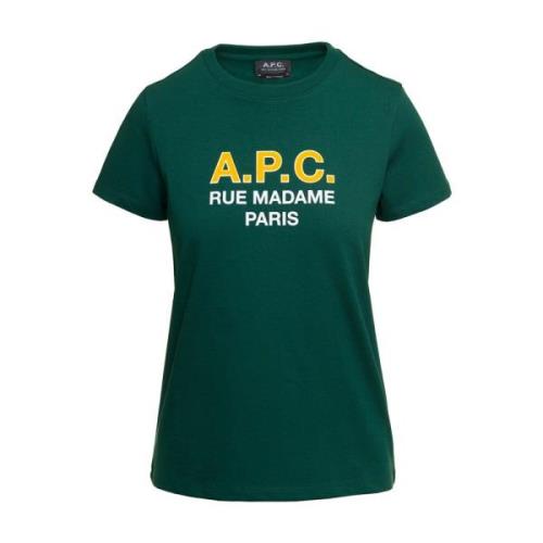 Groene T-shirt met Logo Print A.p.c. , Green , Dames