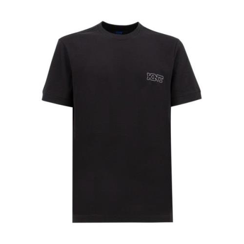 Katoenen Crew Neck T-shirt Kiton , Black , Heren