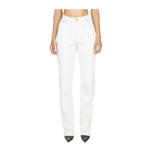 Hoge Taille Panel Jeans van Katoenmix Mugler , White , Dames