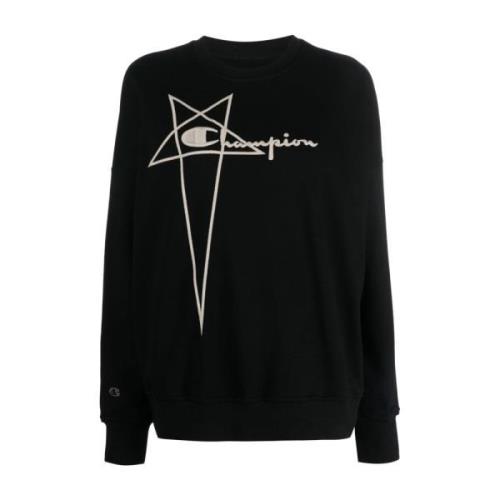 Champions Zwart Logo Sweatshirt Rick Owens , Black , Dames