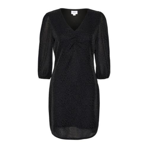 Feminine Bianasz Jurk met ¾ Mouwen en V-Hals Saint Tropez , Black , Da...