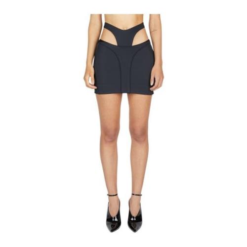 Stretch Minirok met Heupuitsparingen Mugler , Black , Dames