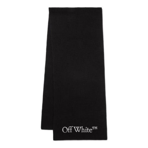 Zwart wollen sjaal met geborduurd logo Off White , Black , Heren