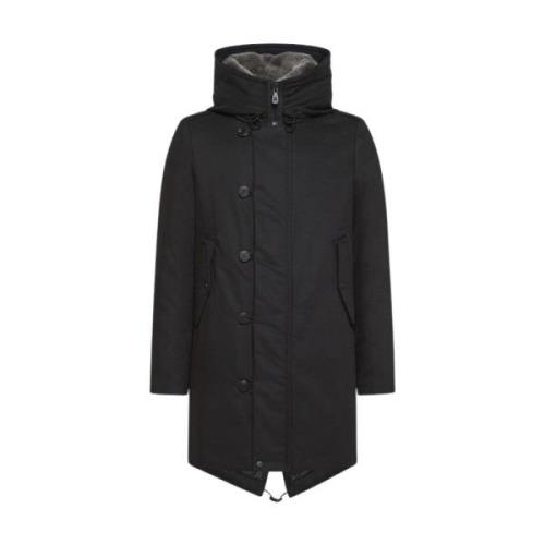 Lange Parka met Verstelbare Capuchon Peuterey , Black , Heren