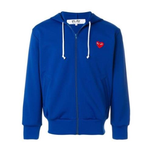Blauwe Play Sweatshirt met Ritssluiting en Geborduurd Logo Comme des G...