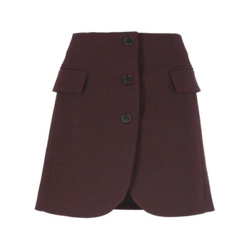 Bordeaux Rok met Voorknoppen Lanvin , Red , Dames