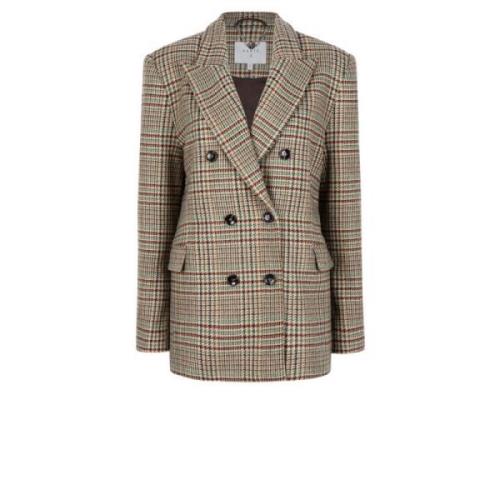 Multicolor Glencheck Blazer van gerecyclede wolmix Dante 6 , Brown , D...