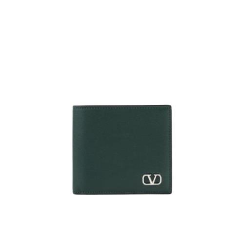 Groene VLogo portemonnee van glad leer - Kleur: Vert, Maat: OS Valenti...