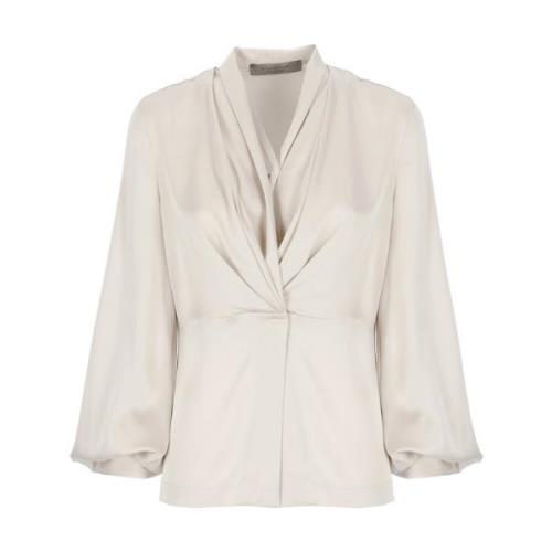 Beige V-Hals Ballonmouw Shirt D.Exterior , Beige , Dames