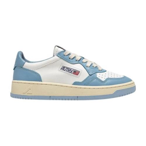 Vintage Lage Leren Sneakers - Wit/Zeegroen Autry , Blue , Dames