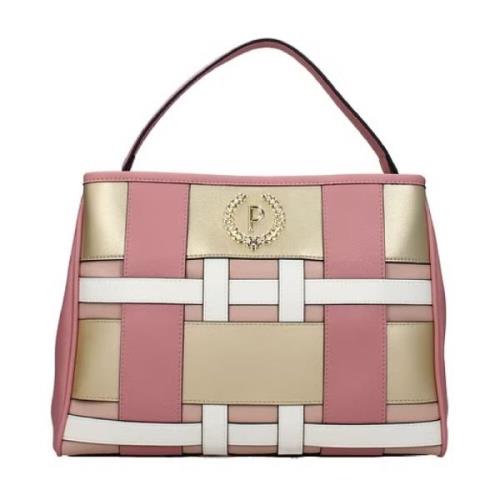 Geometrische Multikleurige Handtas met Gouden Metalen Logo Pollini , P...