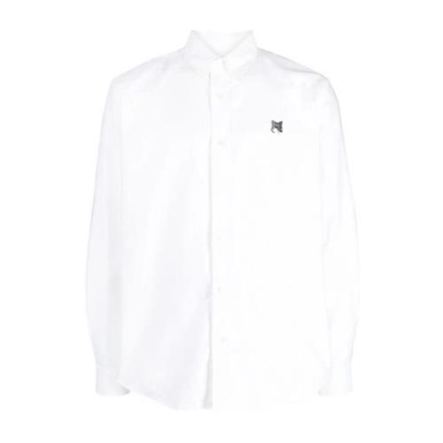 Grijze Fox Head Patch Button Down Overhemd Maison Kitsuné , White , He...