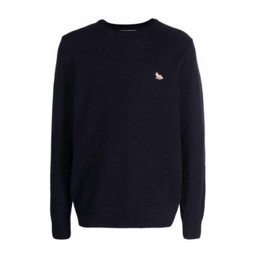 Blauwe Trui met Vos Patch Maison Kitsuné , Blue , Heren