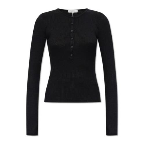 Geribbelde top Rag & Bone , Black , Dames