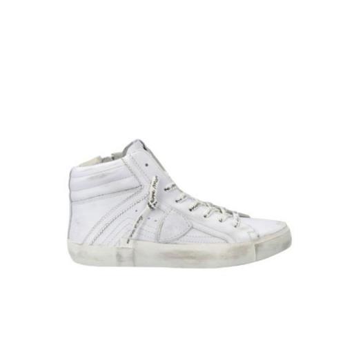 Vintage Pop Hoge Top Sneakers in Wit Leer Philippe Model , White , Her...