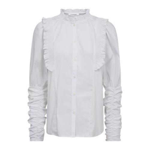 Feminine Smock Frill Shirt met Lange Mouwen Co'Couture , White , Dames
