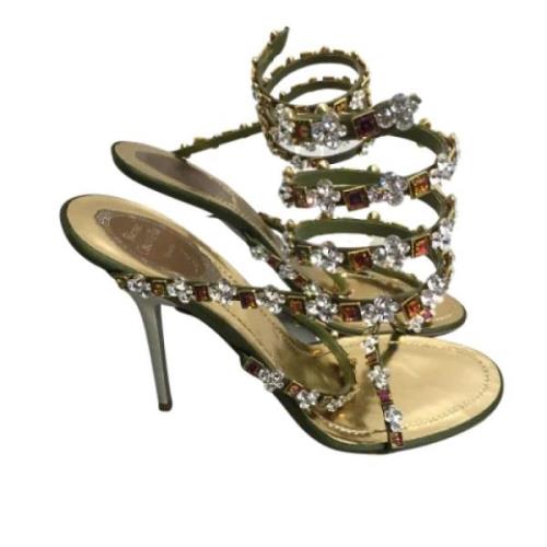 Pre-owned Canvas sandals René Caovilla Pre-owned , Green , Dames