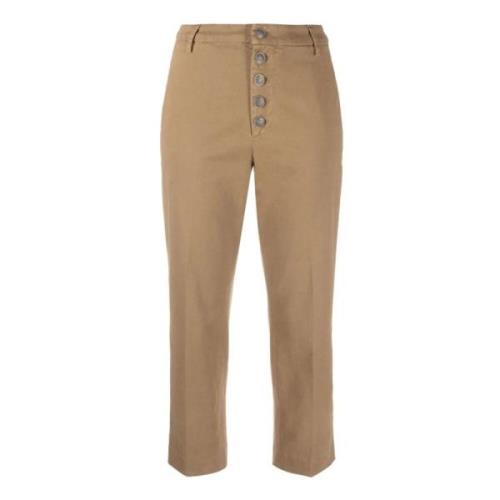 Bruine Stretch-Katoenen Broek Dondup , Brown , Dames