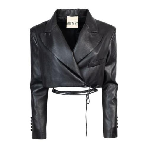 Zwarte Geknipte Blazer met Strikband Aniye By , Black , Dames