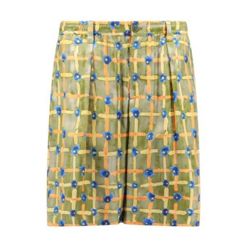 Multicolor Zijden Bermuda Shorts voor Heren Marni , Green , Heren