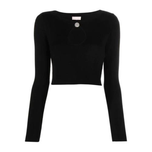 Dames Jewel Neck Cropped Sweater Liu Jo , Black , Dames