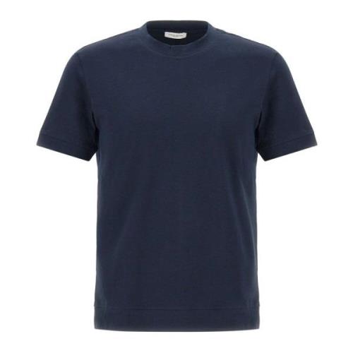 Heren Blauw Katoenen T-shirt met Logo Label Paolo Pecora , Blue , Here...