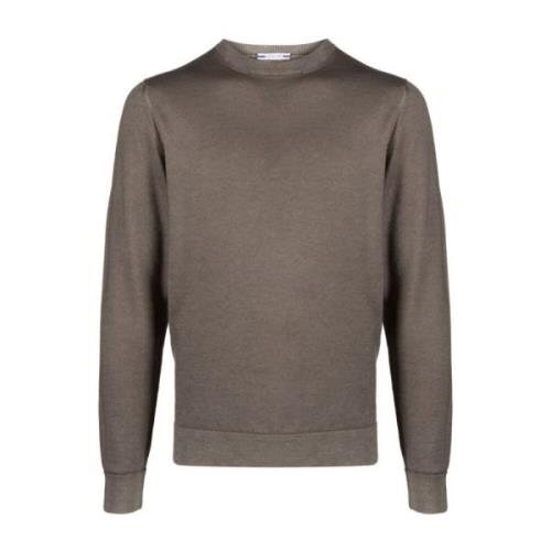 Italiaanse Wol Crew-Neck Gebreide Trui Jacob Cohën , Beige , Heren