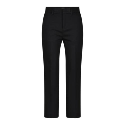 Hoge taille rechte pijp viscose-mix broek Dondup , Black , Dames