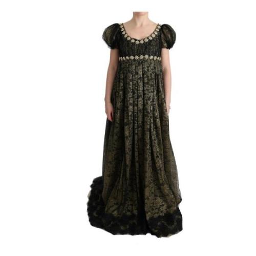 Black Yellow Crystal Lace Shift Dress Dolce & Gabbana Pre-owned , Blac...