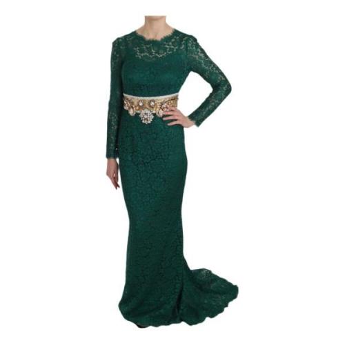 Crystal Gold Belt Lace Sheath Gown Dress Dolce & Gabbana Pre-owned , G...
