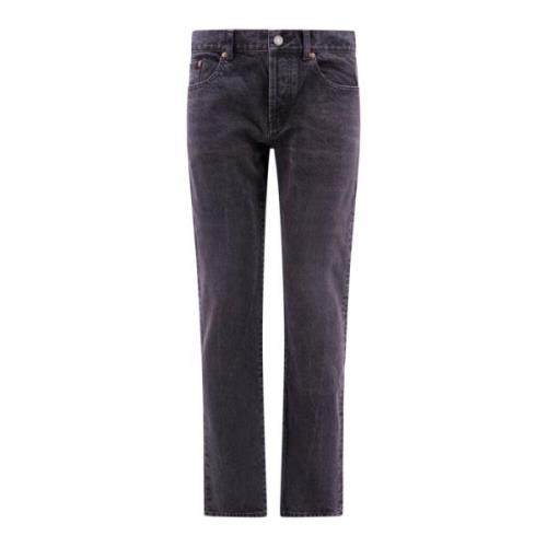 Slim Fit Zwarte Jeans, Gemaakt in Italië Saint Laurent , Black , Heren