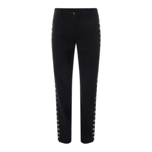 Zwarte Wollen Broek met Ritssluiting Off White , Black , Heren