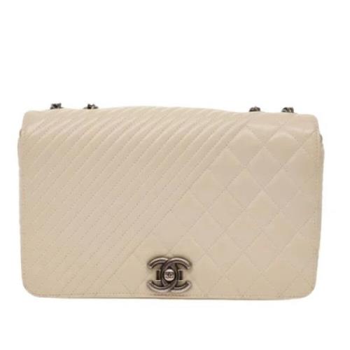 Beige Leren Chanel Clutch Chanel Vintage , Beige , Dames