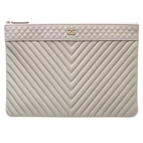 Tweedehands Leren Pochettes-Minaudieres Chanel Vintage , Beige , Dames