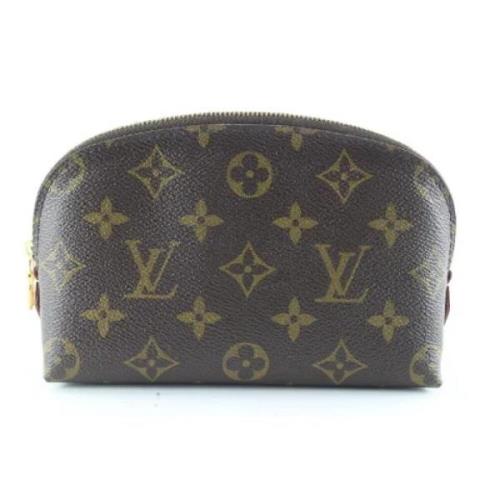 Vintage Bruine Stoffen Cosmetische Tas Louis Vuitton Vintage , Brown ,...